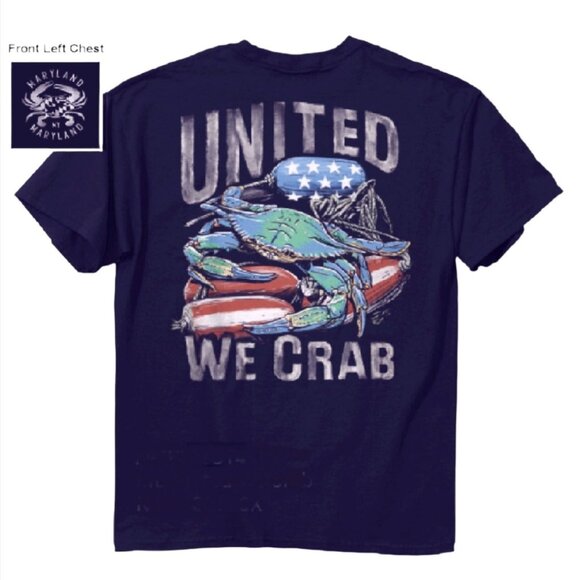 United We Crab Patriotic Short Sleeve T-Shirt - NEW Fast Ship - Picture 1 of 5